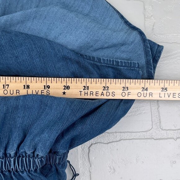 Lane Bryant Dress Women‎ 18/20 Blue Chambray 4Way Neck Ruffle Midi Logenlook NWT - Picture 11 of 16